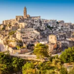 Matera Italy – Ancient stone cave dwellings glowing under the autumn sun