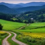medium vecteezy serene winding country road through lush green rolling hills 57255743 medium