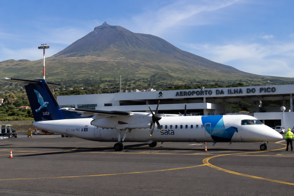 Small regional airplane at Pico Island's airport