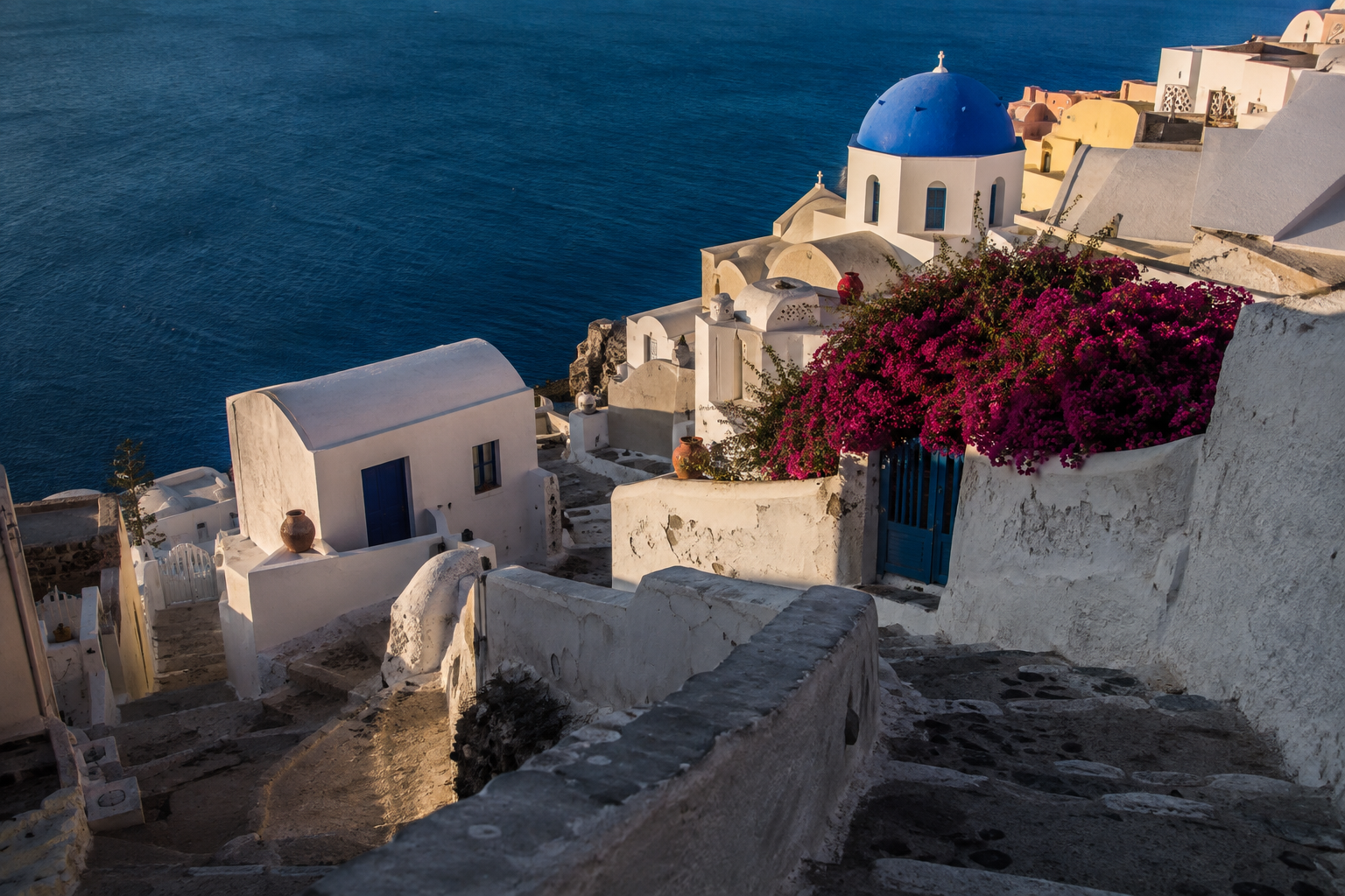 Greece — whitewashed island village above the sea
