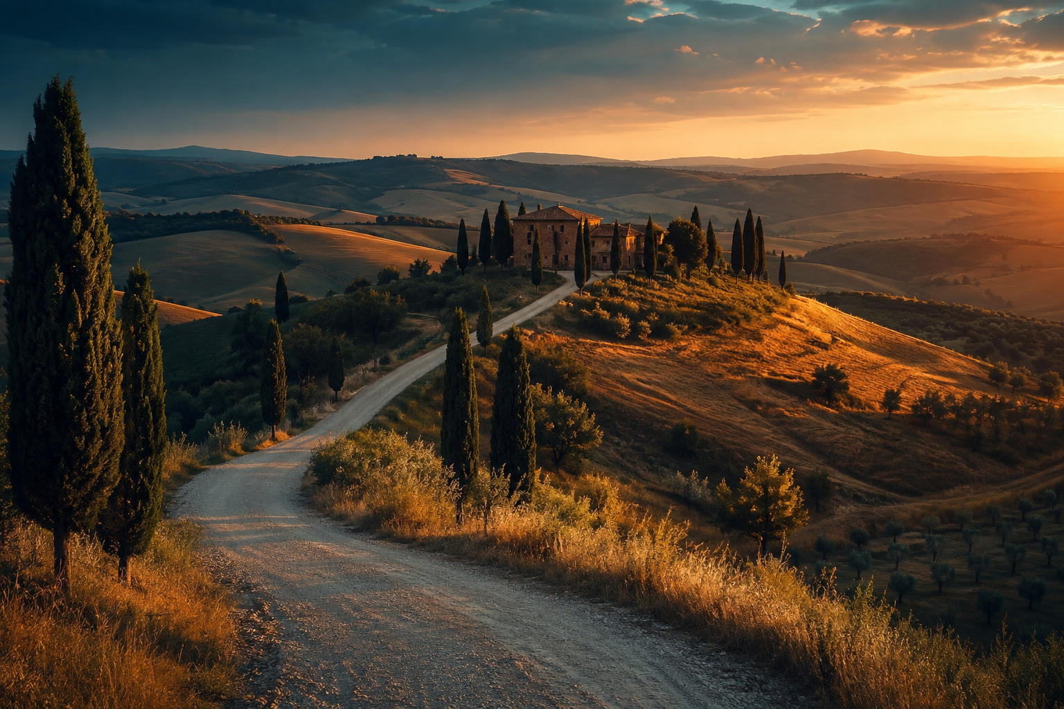Italy — Tuscan hills at golden hour