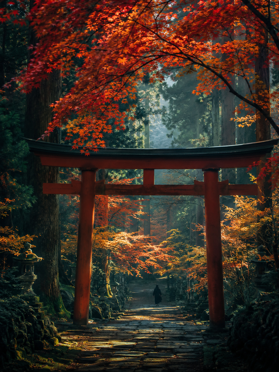 Japan — temple gate in autumn