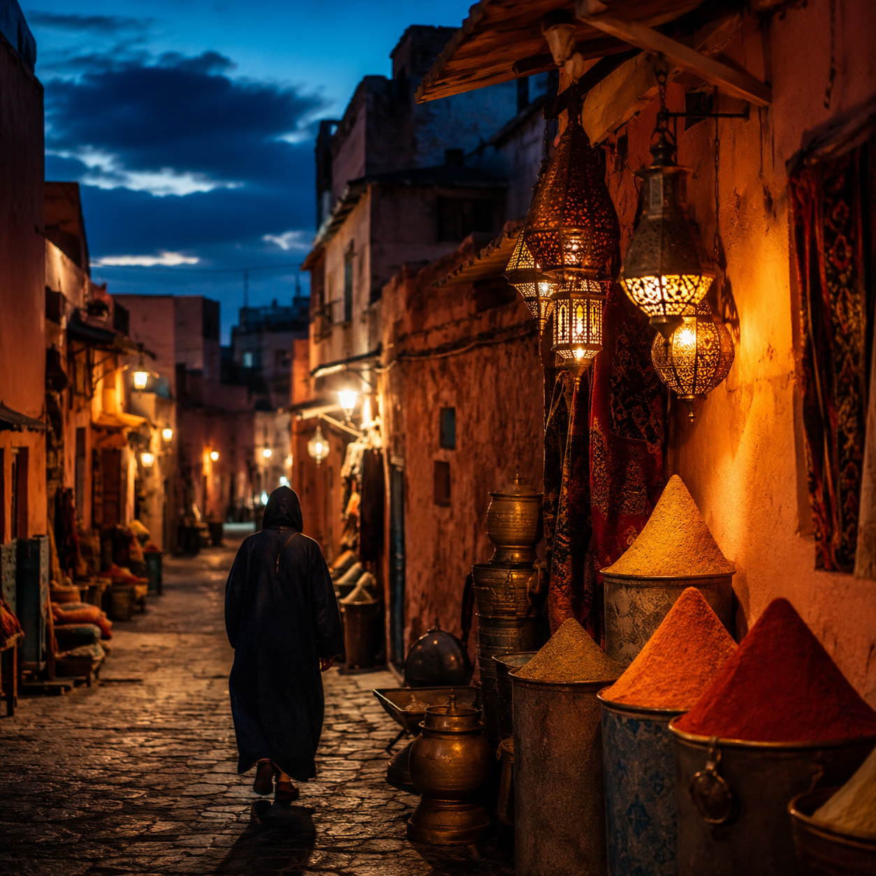 Morocco — Marrakech medina at dusk