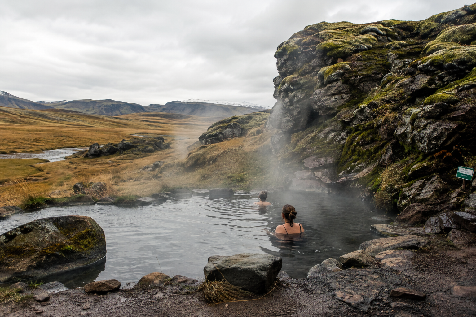 7 Best Hot Springs to Visit in October (Before the Winter Crowds Show Up) 14 Small natural hot spring pool in the Icelandic countryside, uncrowded