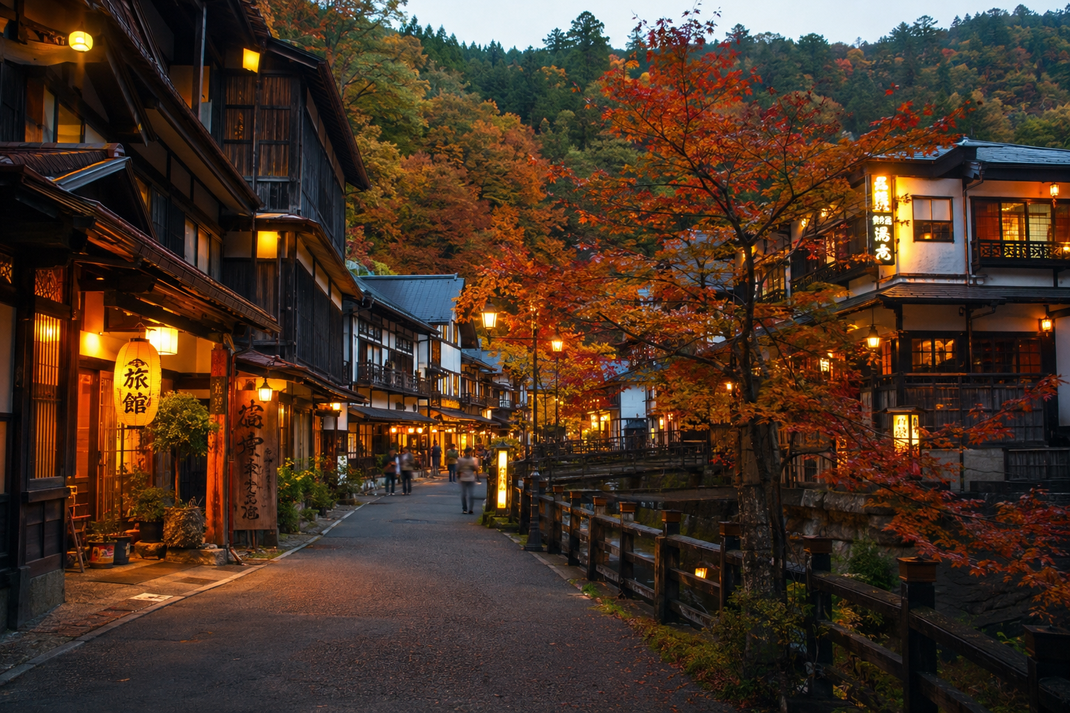 7 Best Hot Springs to Visit in October (Before the Winter Crowds Show Up) 13 Traditional Japanese onsen town with autumn foliage in October