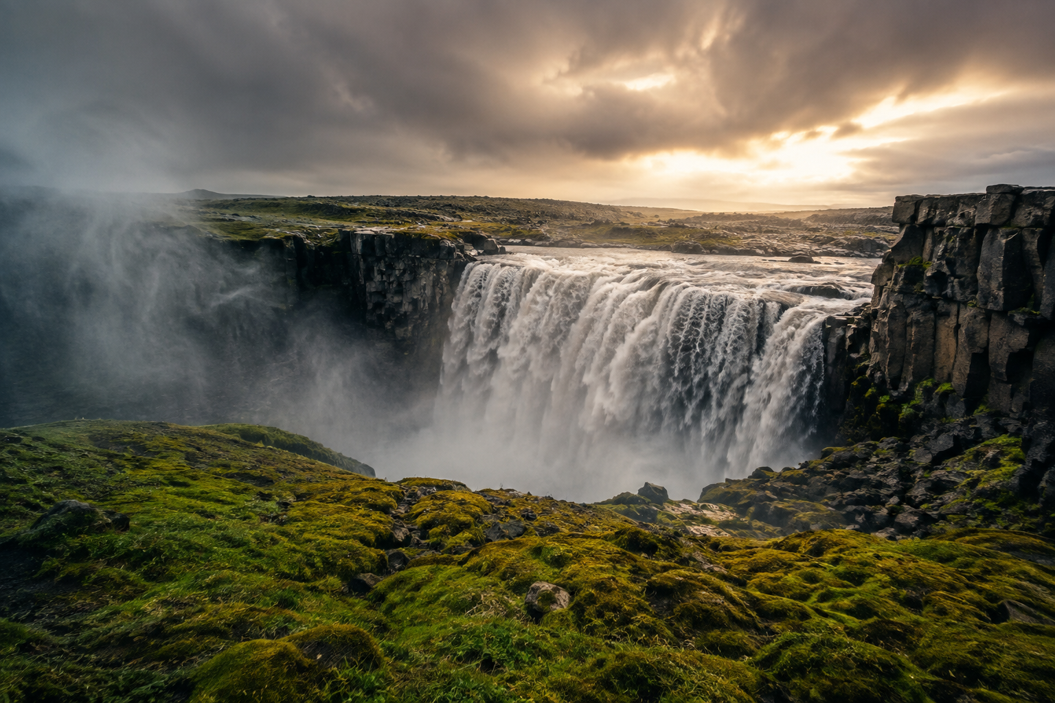 August travel — Iceland waterfall in summer