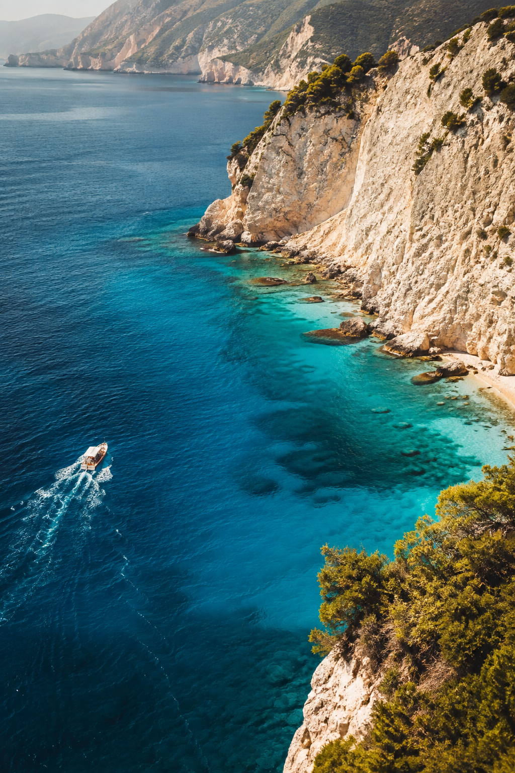July travel — Greek island coastline