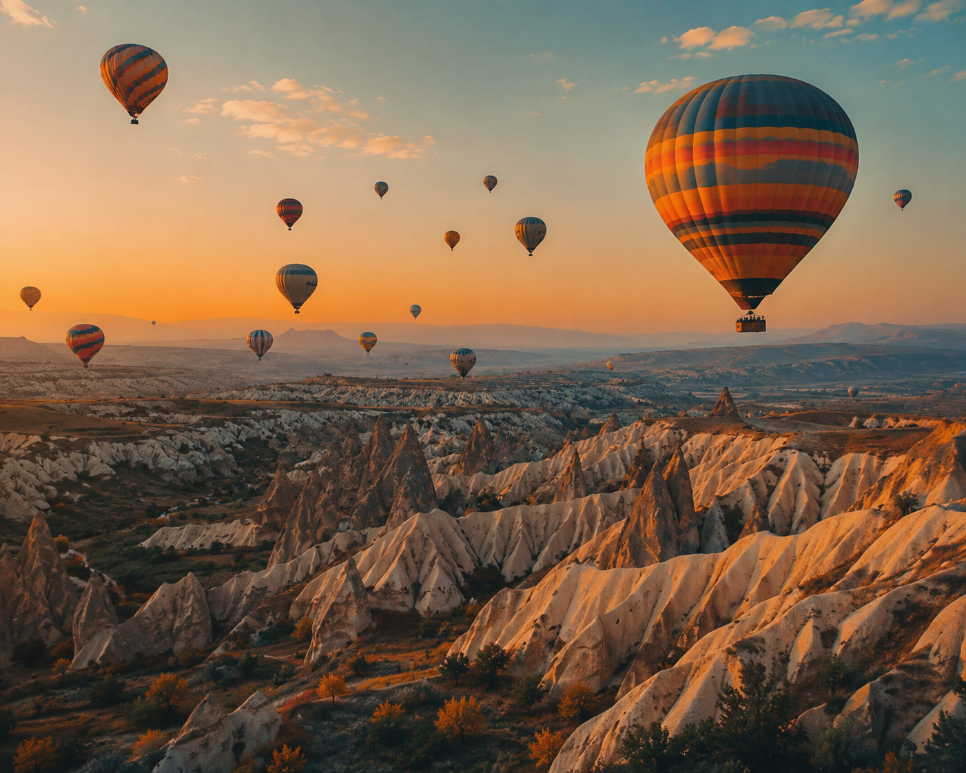 October travel — balloons over Cappadocia at dawn