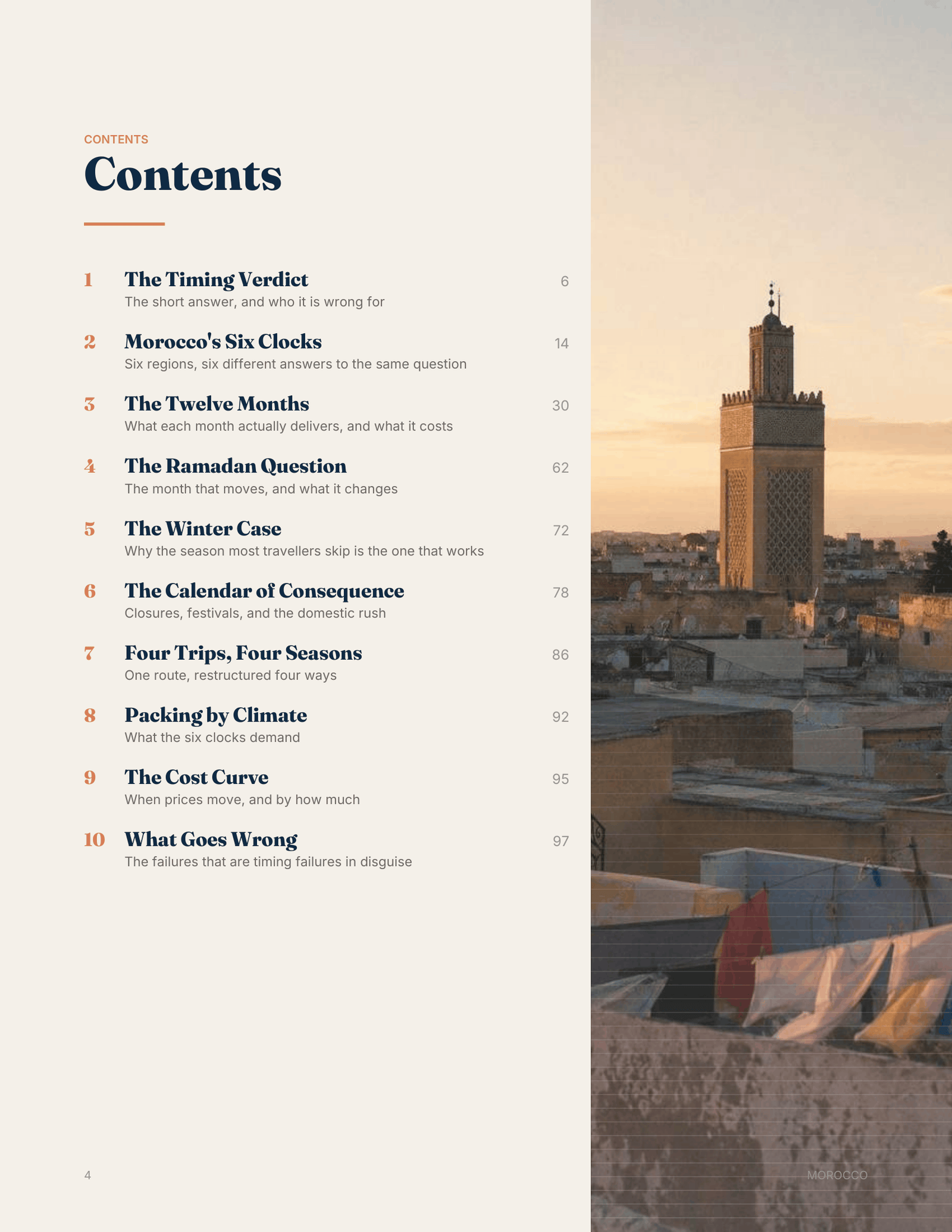 The contents page of the guide, listing all ten chapters with page numbers