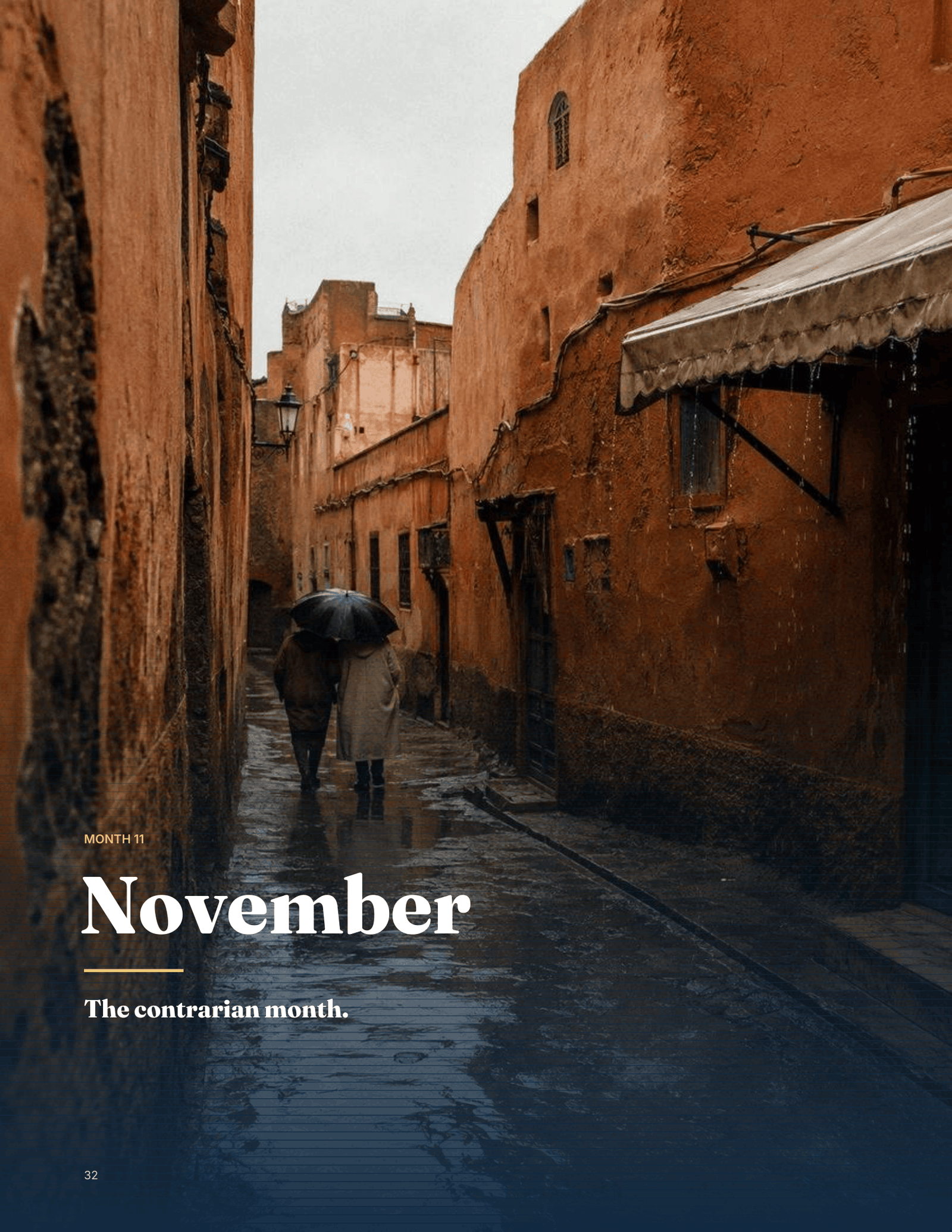 A chapter page for November headed The contrarian month